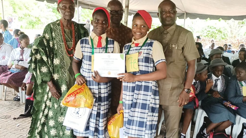 Students of a secondary school in ASABA, delta state at the Spelling bee competition held at the Nelson Mandela gardens, asaba